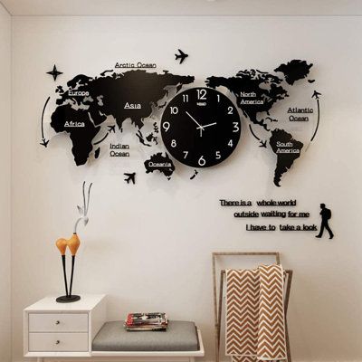 π World Map Wall Clock β Modern Travel-Inspired 3D Wall Art
