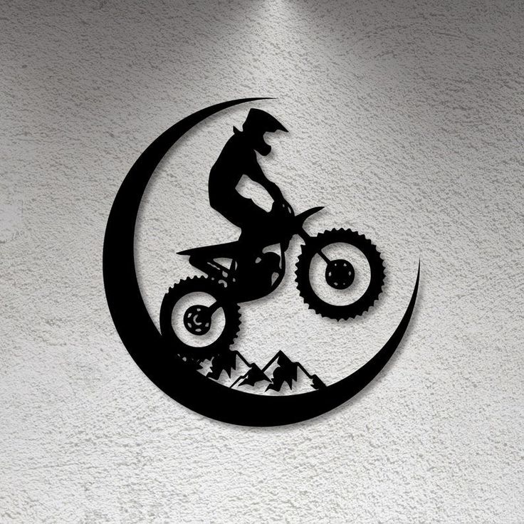 “Motorbike Rider on Crescent Moon Metal Wall Art – Adventure-Inspired Home Decor”