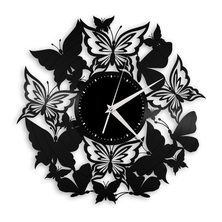 “Butterfly Elegance Metal Wall Clock – Artistic Black Designer Timepiece”