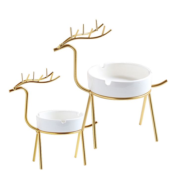 Golden Reindeer Ceramic Ashtray
