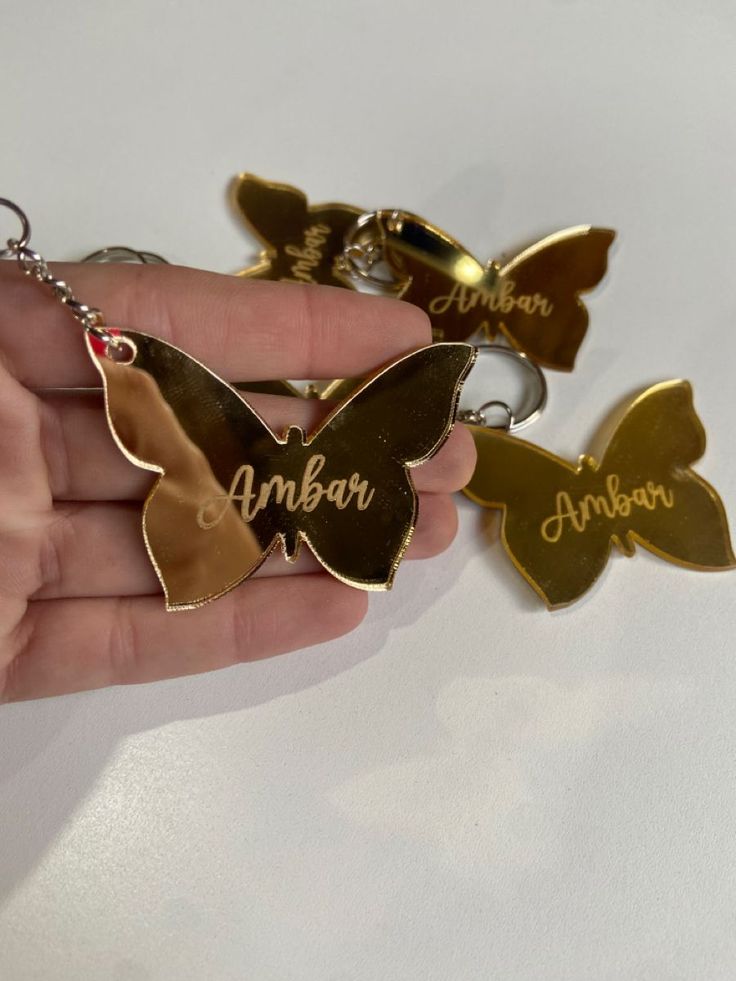 Pack OF Personalized Butterfly Keychain – Custom Name Engraved Acrylic Keyring