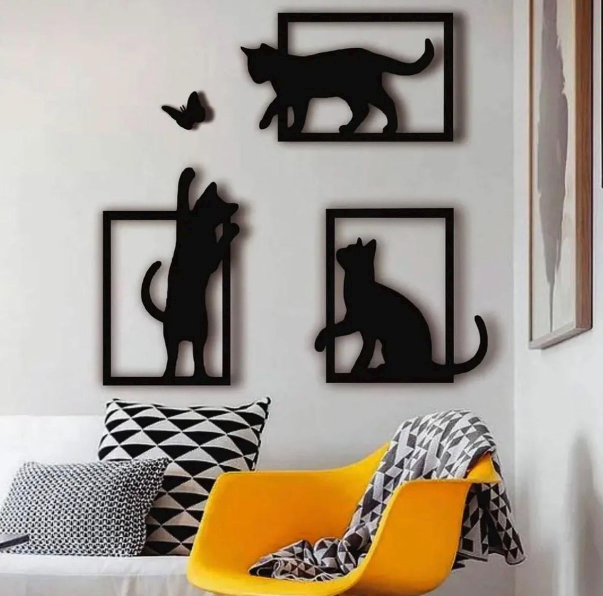 3-Piece Cat Silhouette Metal Wall Art Set – Modern Home Décor for Cat Lovers
