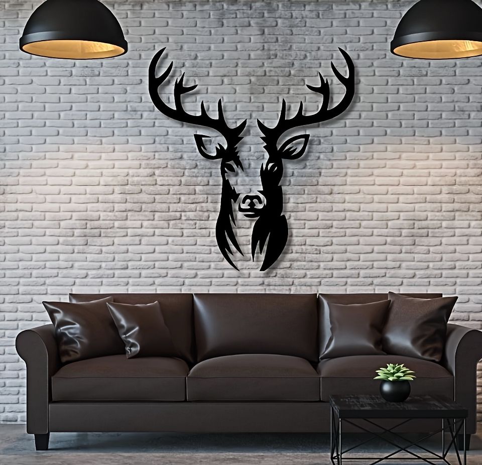 Modern Deer Head Metal Wall Art | Elegant Black Iron Wall Décor