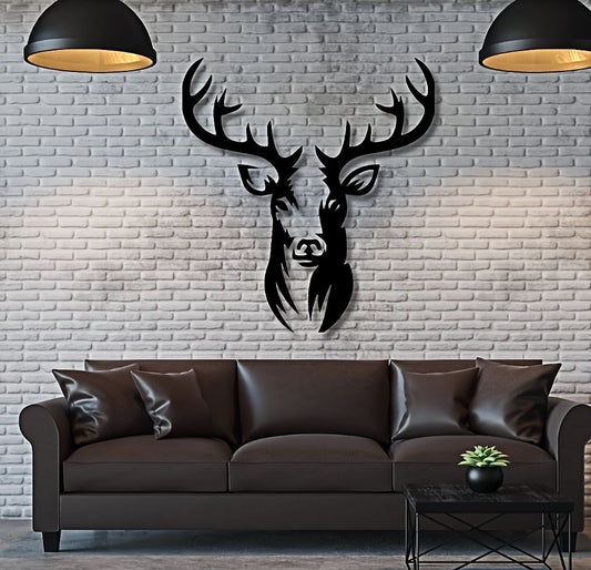 Modern Deer Head Metal Wall Art | Elegant Black Iron Wall Décor