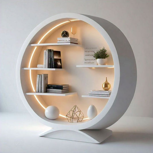 Modern Circular LED Bookshelf | Luxury Round Display Rack
