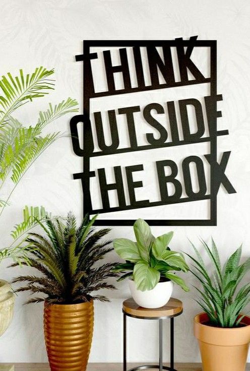 Think Outside The Box Metal Wall Art | Modern Inspirational Wall Décor